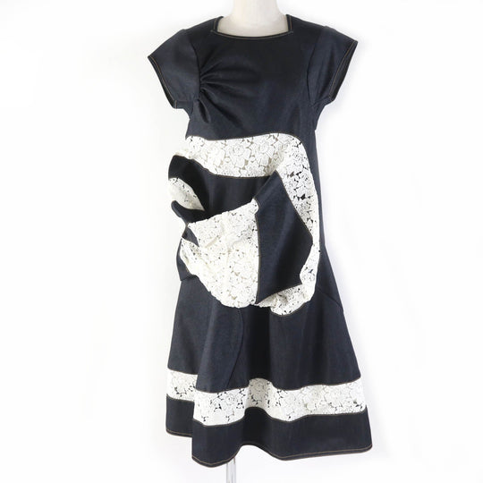 JUNYA WATANABE COMME des GARCONS one piece XB-O008 Main: 100% polyester, Lace: Upper thread 100% rayon, Lower thread 100% cotton Indigo Women XS Used Authentic