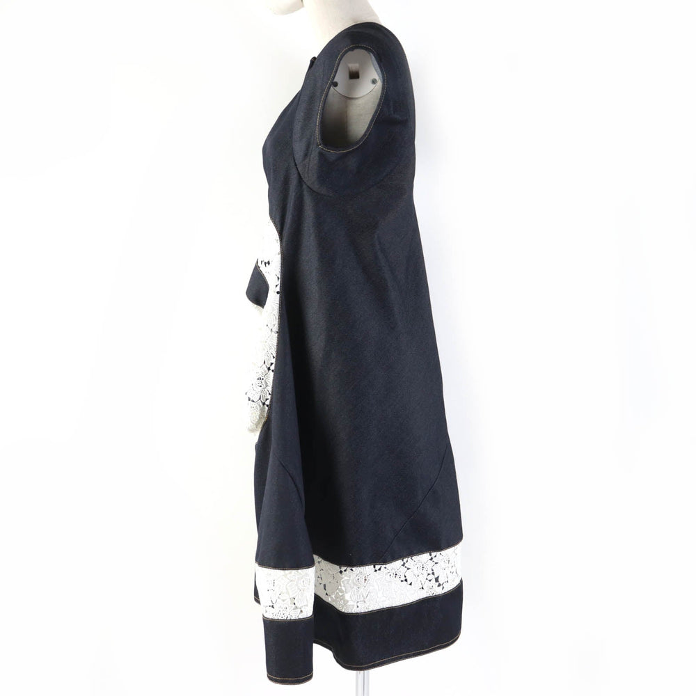 JUNYA WATANABE COMME des GARCONS one piece XB-O008 Main: 100% polyester, Lace: Upper thread 100% rayon, Lower thread 100% cotton Indigo Women XS Used Authentic