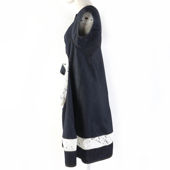 JUNYA WATANABE COMME des GARCONS one piece XB-O008 Main: 100% polyester, Lace: Upper thread 100% rayon, Lower thread 100% cotton Indigo Women XS Used Authentic