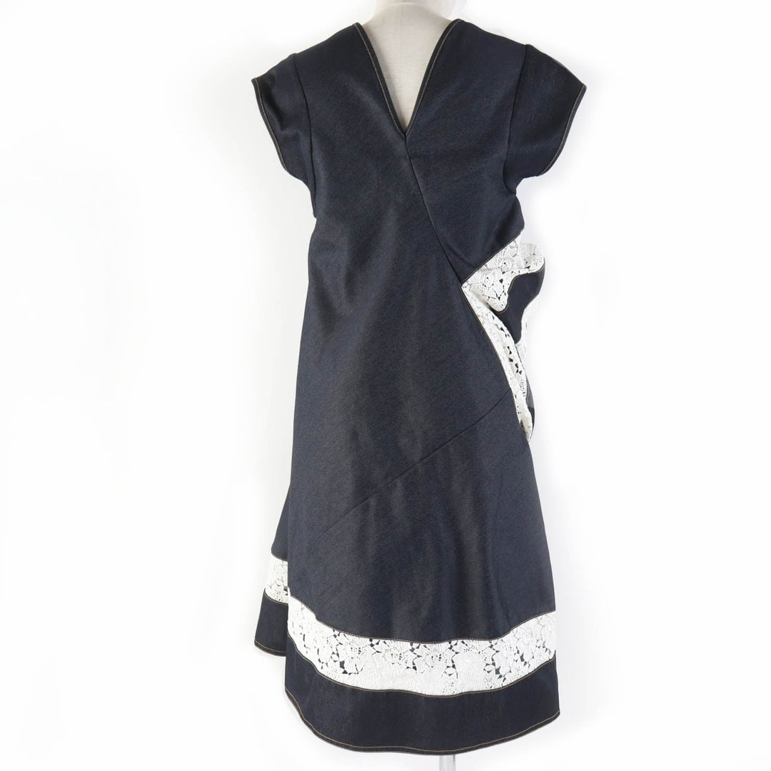 JUNYA WATANABE COMME des GARCONS one piece XB-O008 Main: 100% polyester, Lace: Upper thread 100% rayon, Lower thread 100% cotton Indigo Women XS Used Authentic