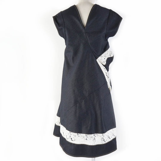 JUNYA WATANABE COMME des GARCONS one piece XB-O008 Main: 100% polyester, Lace: Upper thread 100% rayon, Lower thread 100% cotton Indigo Women XS Used Authentic