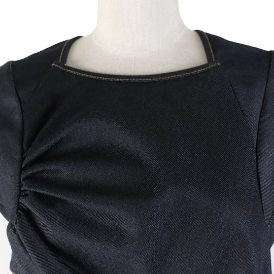 JUNYA WATANABE COMME des GARCONS one piece XB-O008 Main: 100% polyester, Lace: Upper thread 100% rayon, Lower thread 100% cotton Indigo Women XS Used Authentic