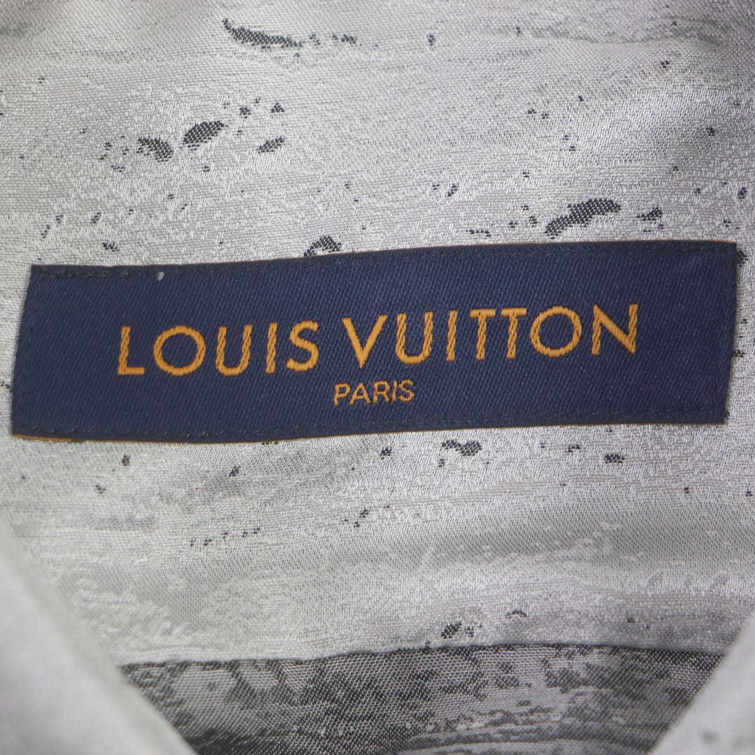 LOUIS VUITTON Long sleeve shirt HLS90W Outer material: silk 100% Light gray mens S Used Authentic