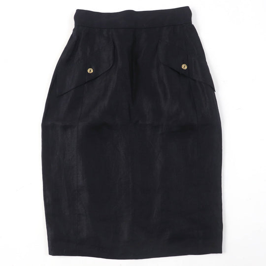 CHANEL Tight Skirt 150466D4 A250078 Main: 100% linen, lining: 100% silk black Women 34 Used Authentic