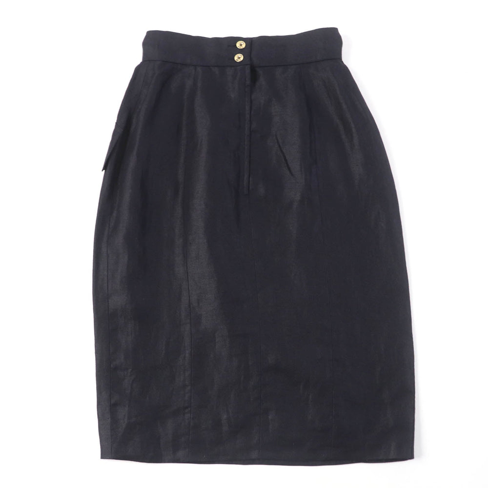 CHANEL Tight Skirt 150466D4 A250078 Main: 100% linen, lining: 100% silk black Women 34 Used Authentic