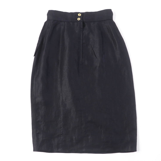 CHANEL Tight Skirt 150466D4 A250078 Main: 100% linen, lining: 100% silk black Women 34 Used Authentic
