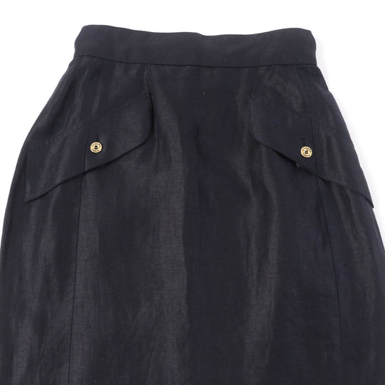 CHANEL Tight Skirt 150466D4 A250078 Main: 100% linen, lining: 100% silk black Women 34 Used Authentic