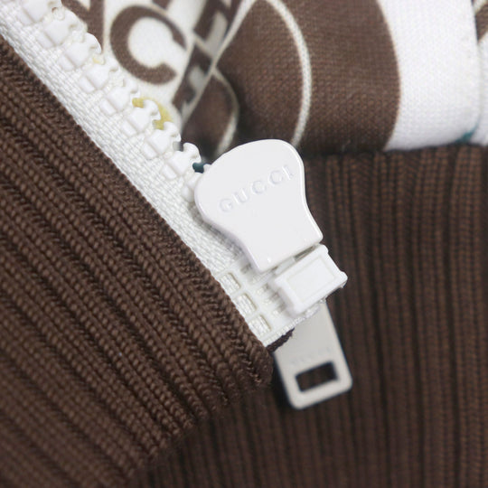 GUCCI Track jacket 651321 Outer: 55% polyester, Outer: 45% cotton, Lining: 100% polyester, Part: 93% polyester, Part: 5% nylon, : 2% polyurethane Brown white mens XS Used Authentic