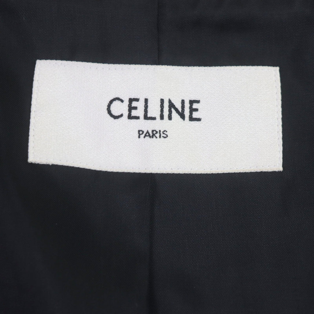 CELINE Stajan 2V28H353Q Outer: 100% rayon, Lining: 100% acetate Ivory Multi Teddy Jacket With Satin Artist Print mens 50 Used Authentic