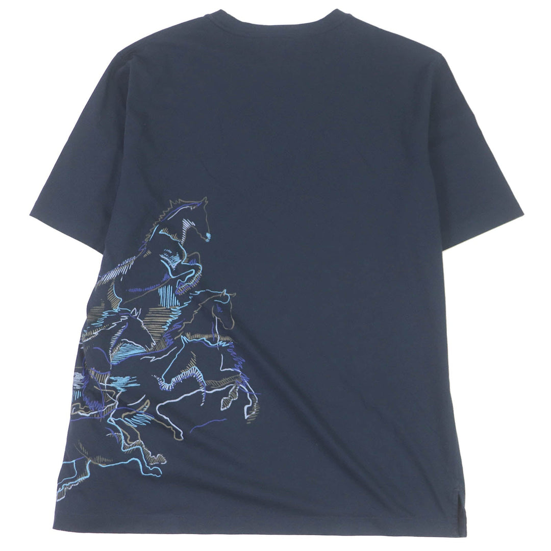 HERMES Short sleeve T-shirt Main: 100% cotton Navy mens S Used Authentic