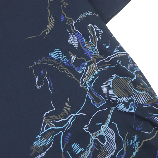 HERMES Short sleeve T-shirt Main: 100% cotton Navy mens S Used Authentic