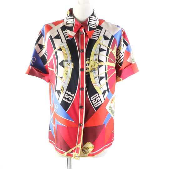 HERMES Short sleeve shirt Main: 100% silk Multi Women 38 Used Authentic