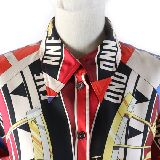 HERMES Short sleeve shirt Main: 100% silk Multi Women 38 Used Authentic
