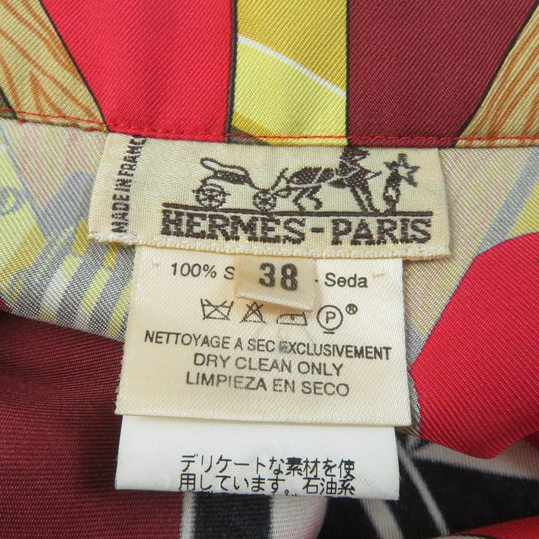 HERMES Short sleeve shirt Main: 100% silk Multi Women 38 Used Authentic