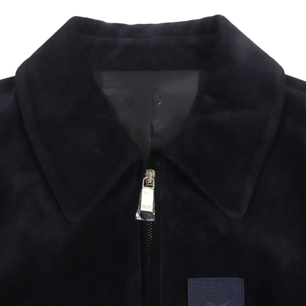 Dior HOMME leather jacket 383L419A0686 Lining: 100% cupra, Filling: 100% polyester, Outer: Cowhide Other fabric: 78% wool, 22% nylon Trimming: 100% polyester Dark navy mens 52 Used Authentic