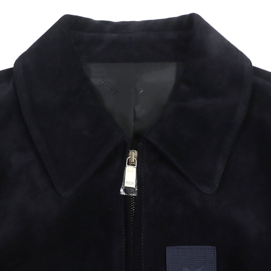 Dior HOMME leather jacket 383L419A0686 Lining: 100% cupra, Filling: 100% polyester, Outer: Cowhide Other fabric: 78% wool, 22% nylon Trimming: 100% polyester Dark navy mens 52 Used Authentic