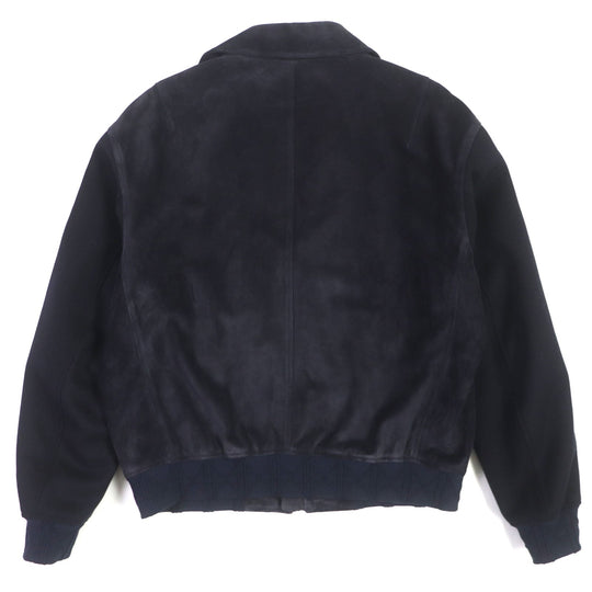 Dior HOMME leather jacket 383L419A0686 Lining: 100% cupra, Filling: 100% polyester, Outer: Cowhide Other fabric: 78% wool, 22% nylon Trimming: 100% polyester Dark navy mens 52 Used Authentic