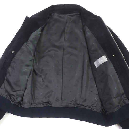 Dior HOMME leather jacket 383L419A0686 Lining: 100% cupra, Filling: 100% polyester, Outer: Cowhide Other fabric: 78% wool, 22% nylon Trimming: 100% polyester Dark navy mens 52 Used Authentic
