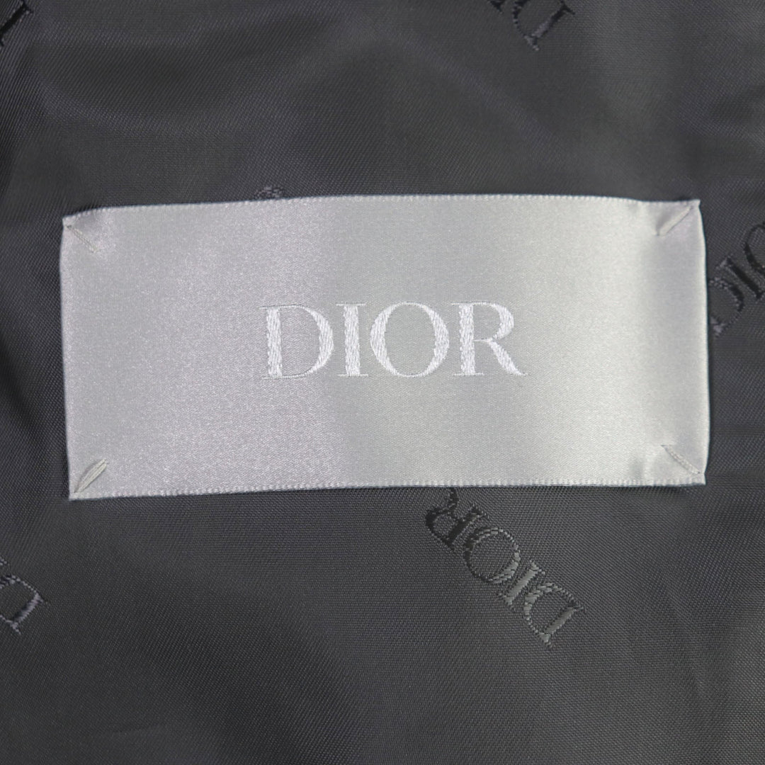 Dior HOMME leather jacket 383L419A0686 Lining: 100% cupra, Filling: 100% polyester, Outer: Cowhide Other fabric: 78% wool, 22% nylon Trimming: 100% polyester Dark navy mens 52 Used Authentic