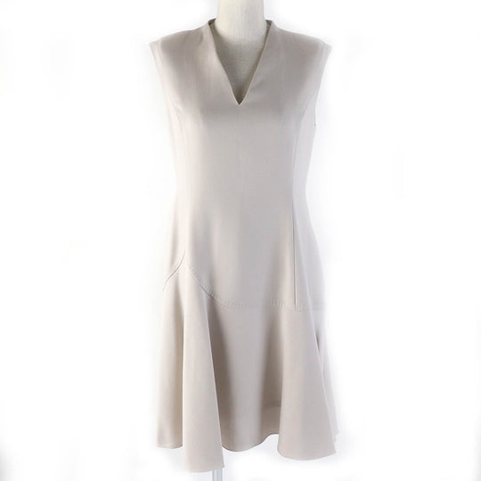 FOXEY one piece 34163 Outer material: 80% wool, Outer material: 20% polyester, Lining: 100% cupra, Part: 100% cupra light beige Rhythm Flare Women 40 Used Authentic