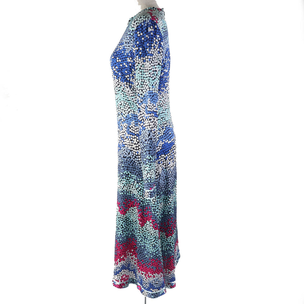 LEONARD one piece 0430307 Main: 95% silk, Main: 5% polyurethane Blue type Multicolor Women 38 Used Authentic