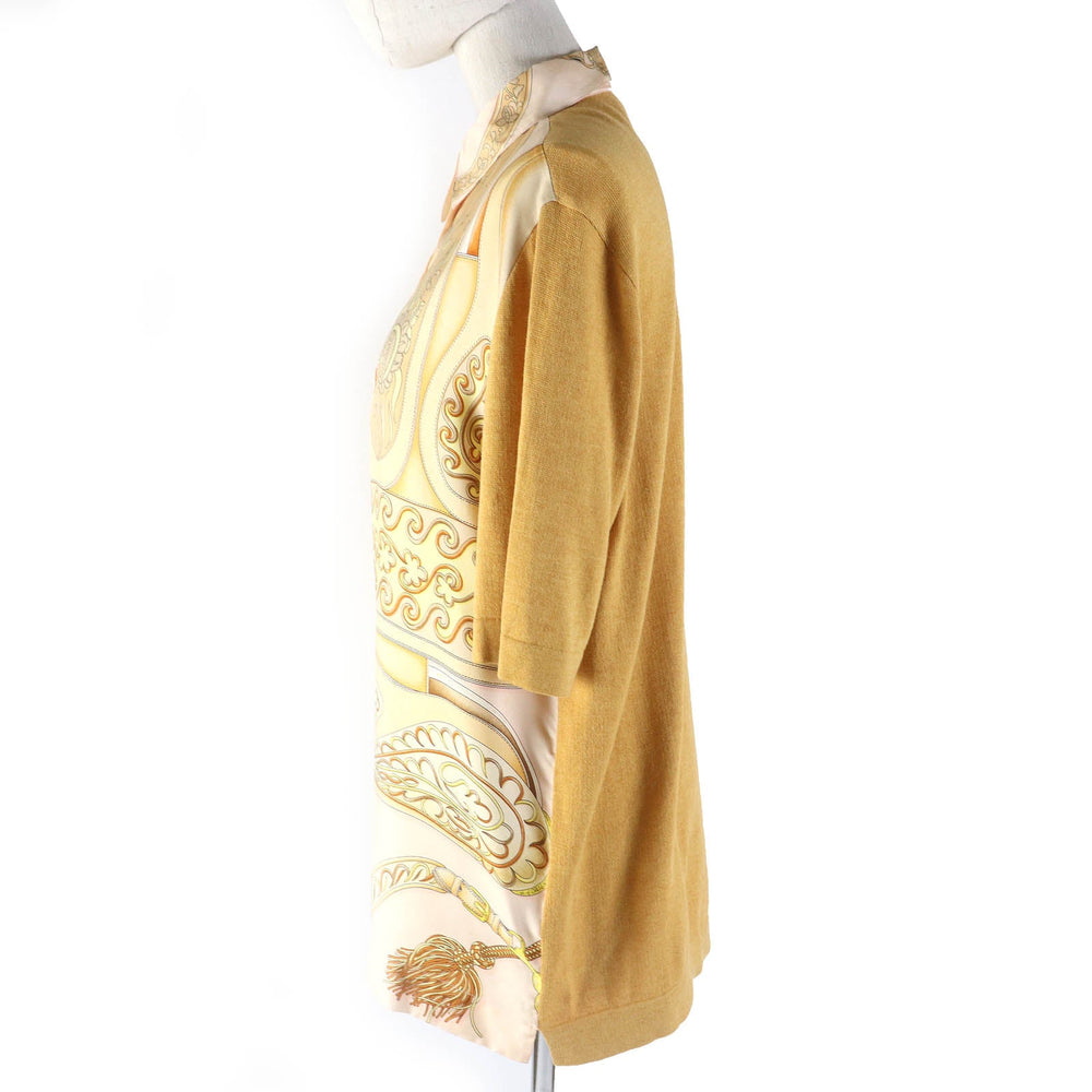 HERMES tops Outer: 100% silk, Main: 85% cotton, Main: 15% cashmere Orange type Women M Used Authentic