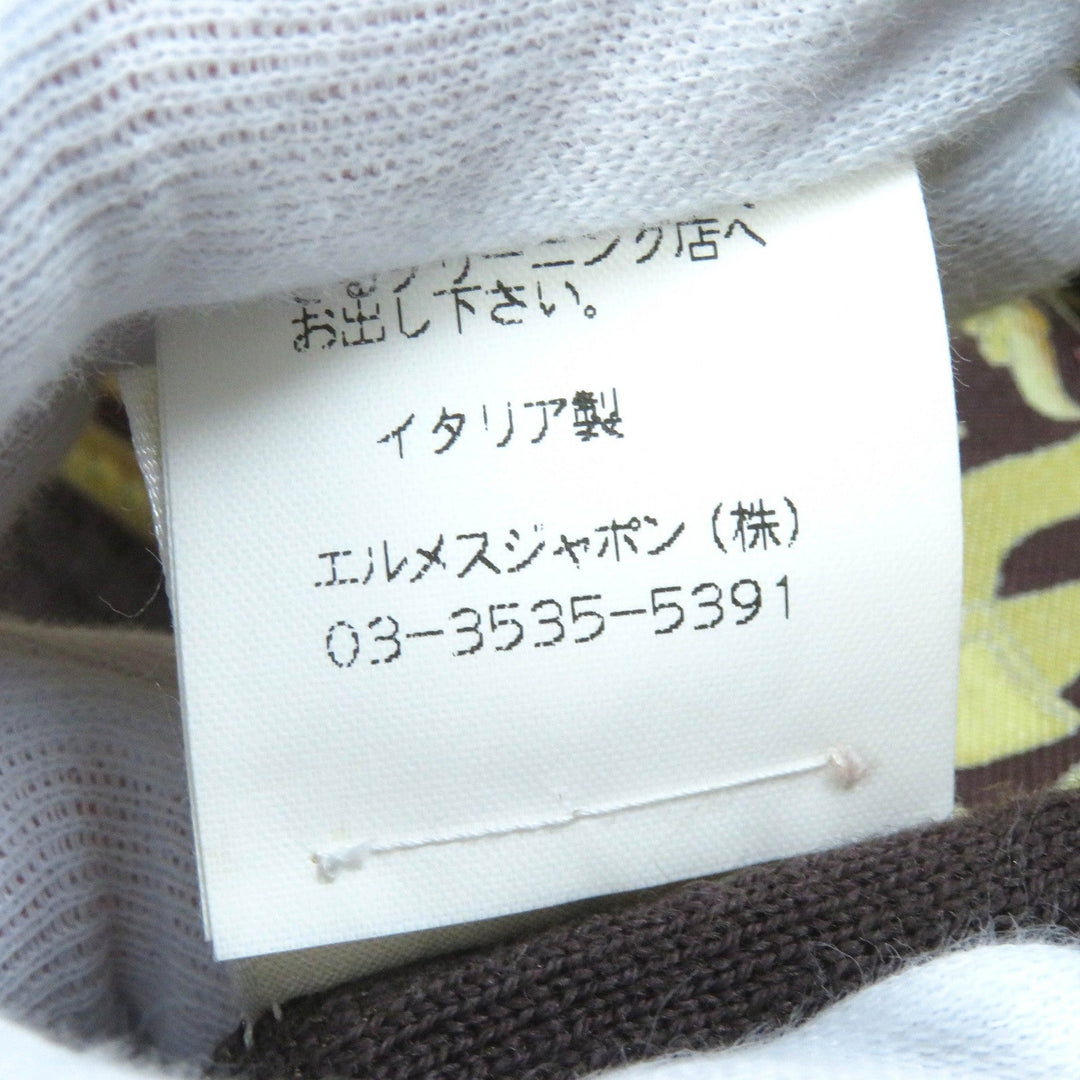 HERMES tops Main: 100% silk, Main: 100% wool Dark Brown Yellow Women S Used Authentic