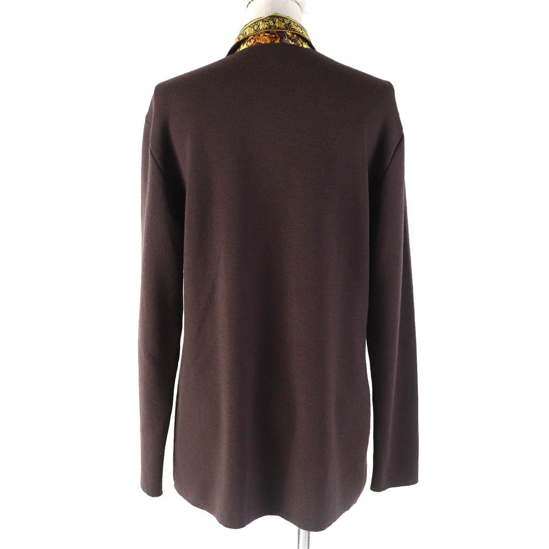 HERMES tops Main: 100% silk, Main: 100% wool Dark Brown Yellow Women S Used Authentic