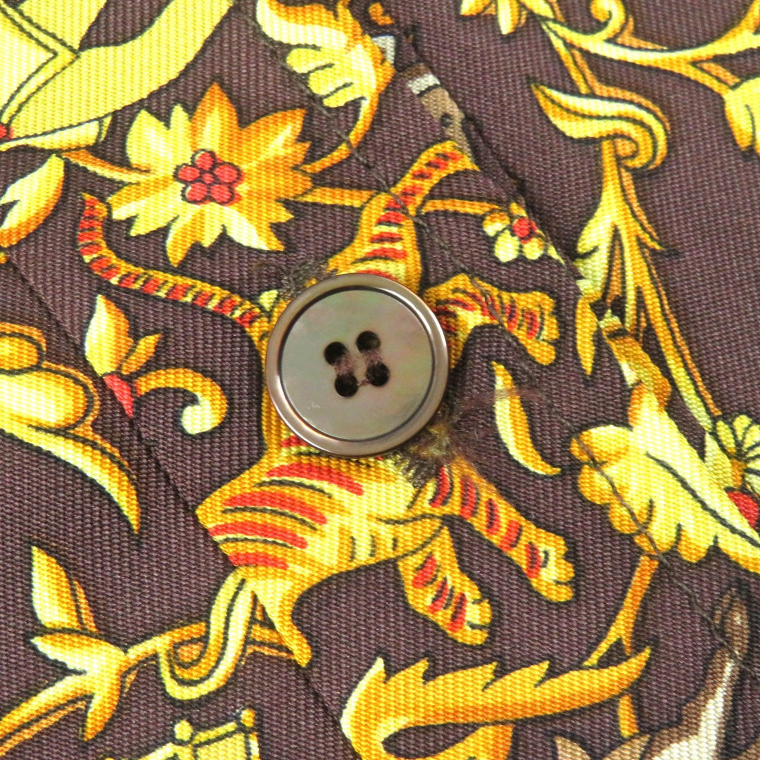 HERMES tops Main: 100% silk, Main: 100% wool Dark Brown Yellow Women S Used Authentic