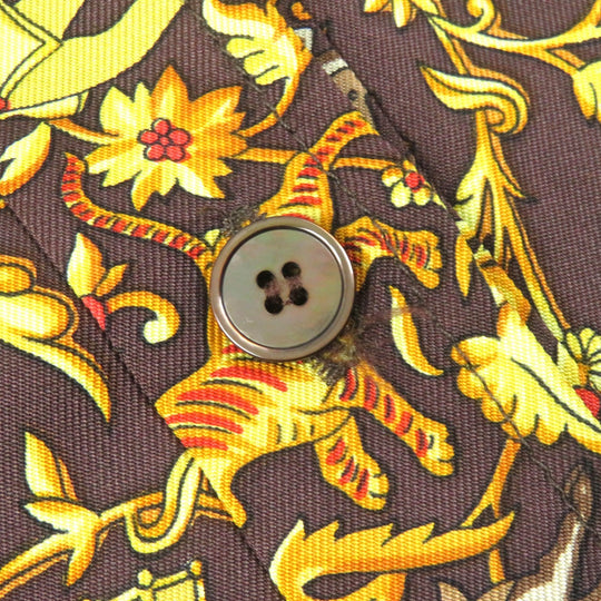 HERMES tops Main: 100% silk, Main: 100% wool Dark Brown Yellow Women S Used Authentic