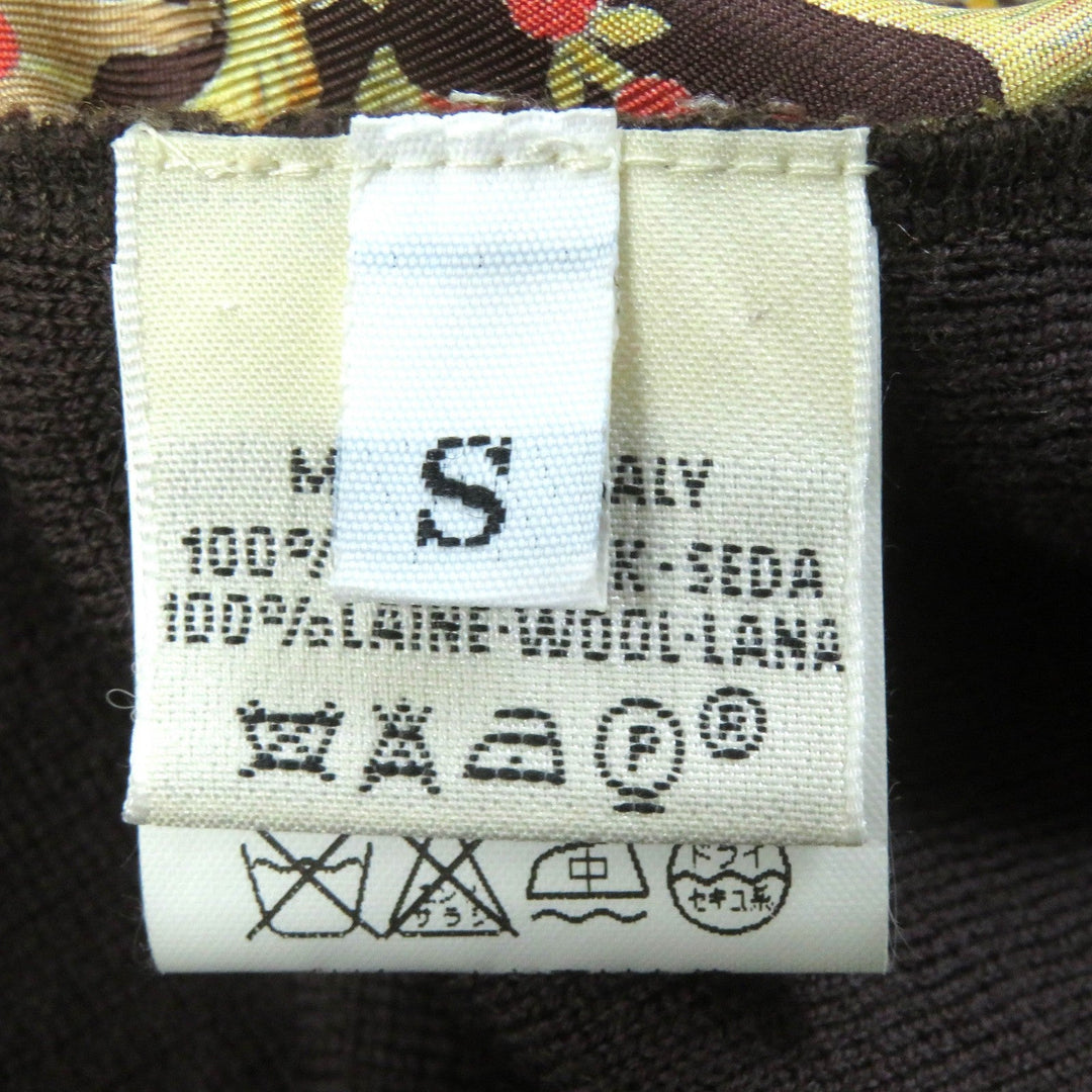 HERMES tops Main: 100% silk, Main: 100% wool Dark Brown Yellow Women S Used Authentic