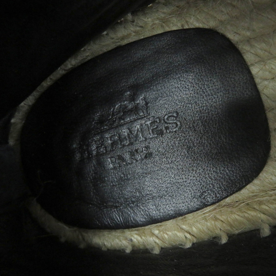 HERMES Slip-on Main: Leather black Women 36 Used Authentic