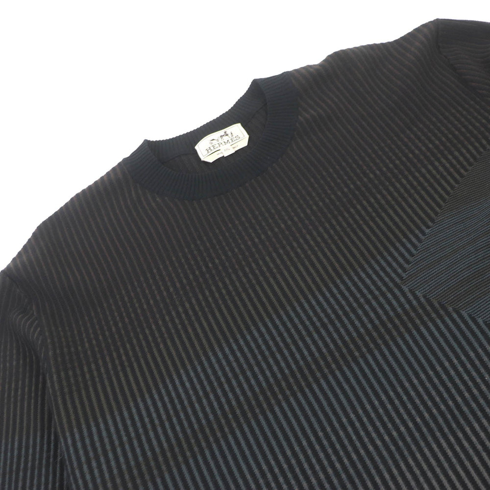 HERMES Short sleeve knit Main: 100% cotton Black type mens XXL Used Authentic