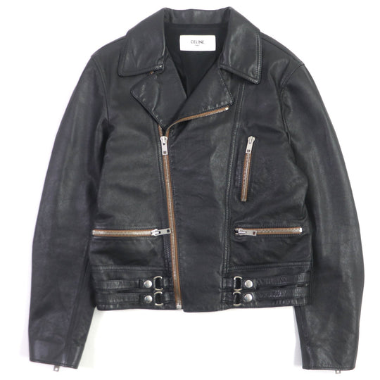 CELINE Riders jacket 2E467297D Lining: 70% cupra, Lining: 30% cotton, Outer: cowhide black mens 48 Used Authentic