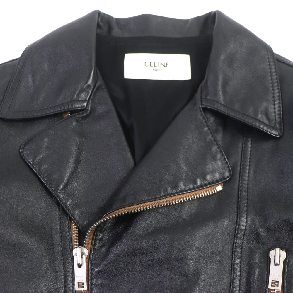 CELINE Riders jacket 2E467297D Lining: 70% cupra, Lining: 30% cotton, Outer: cowhide black mens 48 Used Authentic