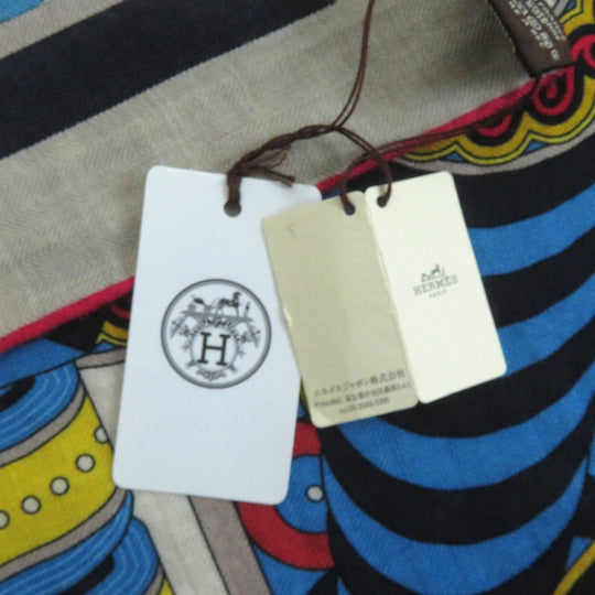 HERMES Stall H243853S Main: 70% cashmere, Main: 30% silk Multi Caljean 140 Women Used Authentic