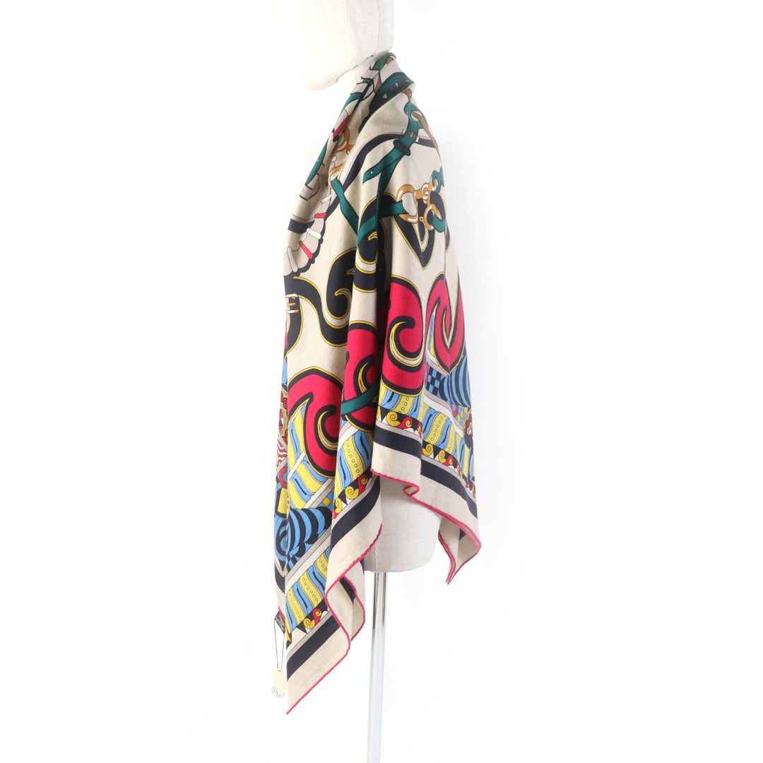 HERMES Stall H243853S Main: 70% cashmere, Main: 30% silk Multi Caljean 140 Women Used Authentic