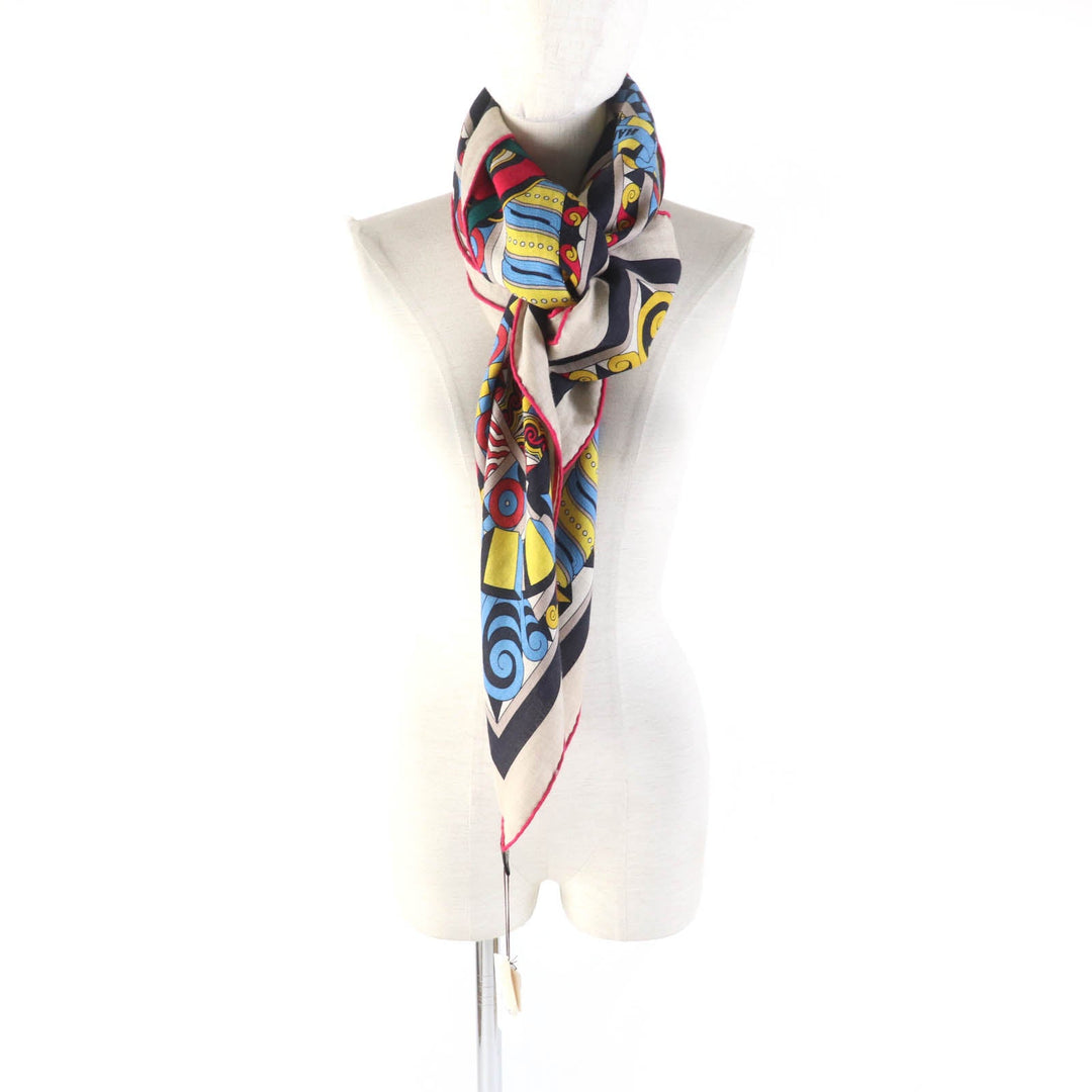 HERMES Stall H243853S Main: 70% cashmere, Main: 30% silk Multi Caljean 140 Women Used Authentic