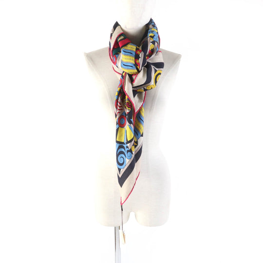 HERMES Stall H243853S Main: 70% cashmere, Main: 30% silk Multi Caljean 140 Women Used Authentic