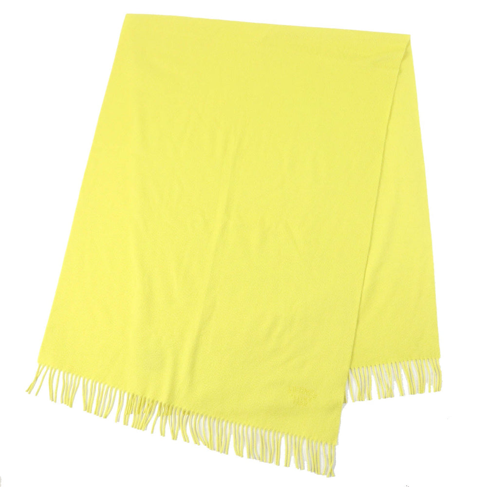 HERMES shawl Main: 100% cashmere yellow Women Used Authentic