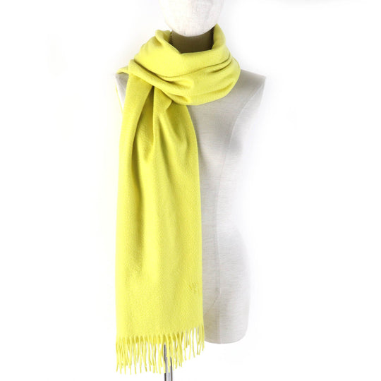 HERMES shawl Main: 100% cashmere yellow Women Used Authentic