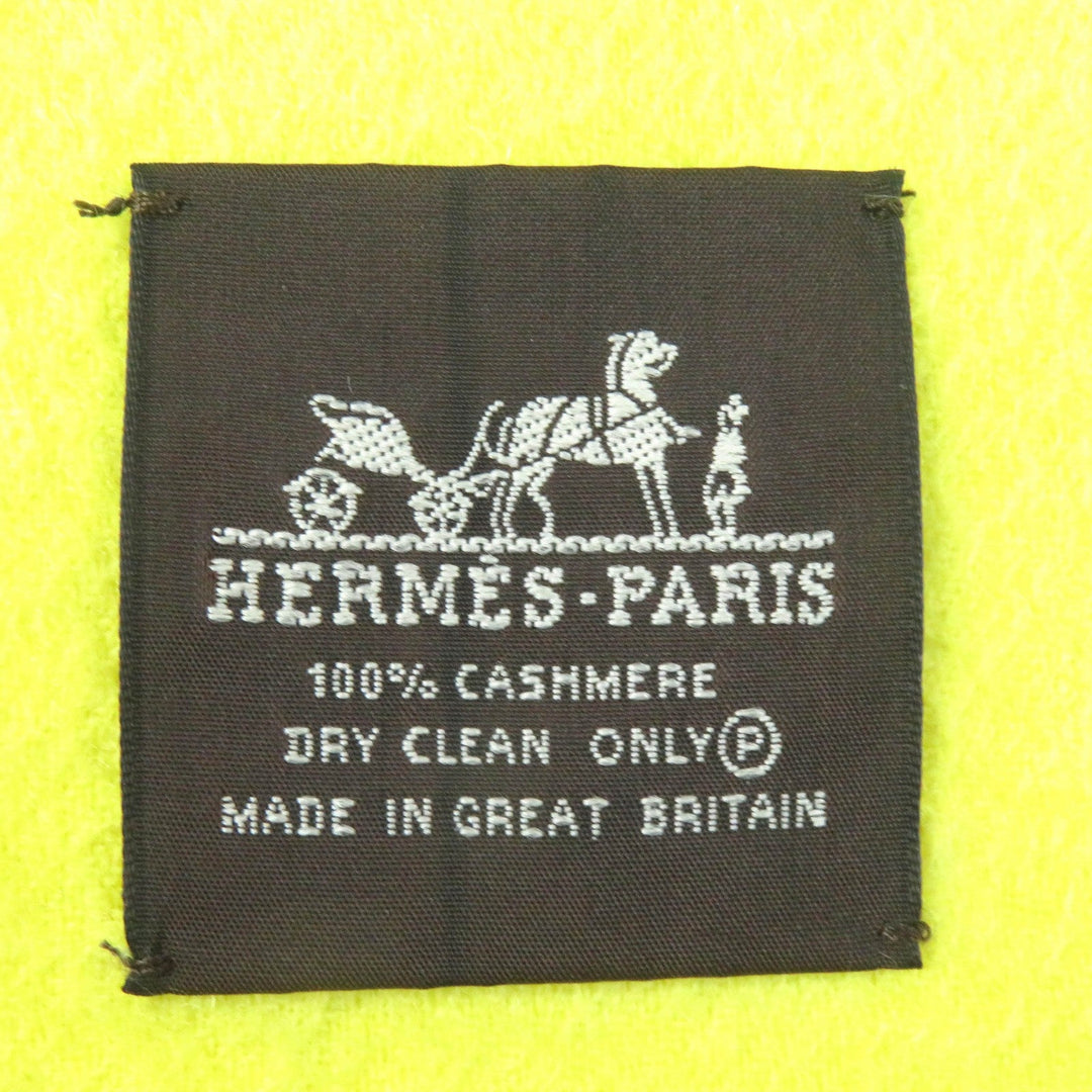HERMES shawl Main: 100% cashmere yellow Women Used Authentic