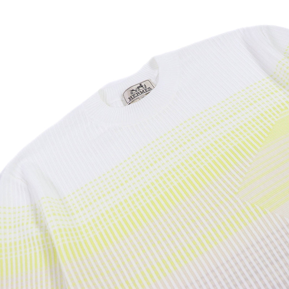 HERMES Short sleeve knit Main: 100% cotton White type mens XS Used Authentic