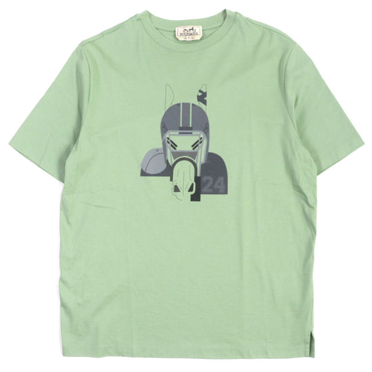 HERMES Short sleeve T-shirt H367970HA Main: 100% cotton green quarter bash mens S Used Authentic