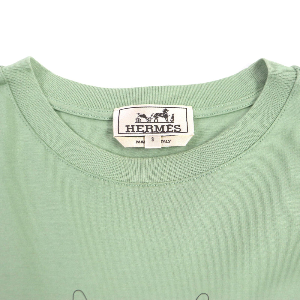 HERMES Short sleeve T-shirt H367970HA Main: 100% cotton green quarter bash mens S Used Authentic