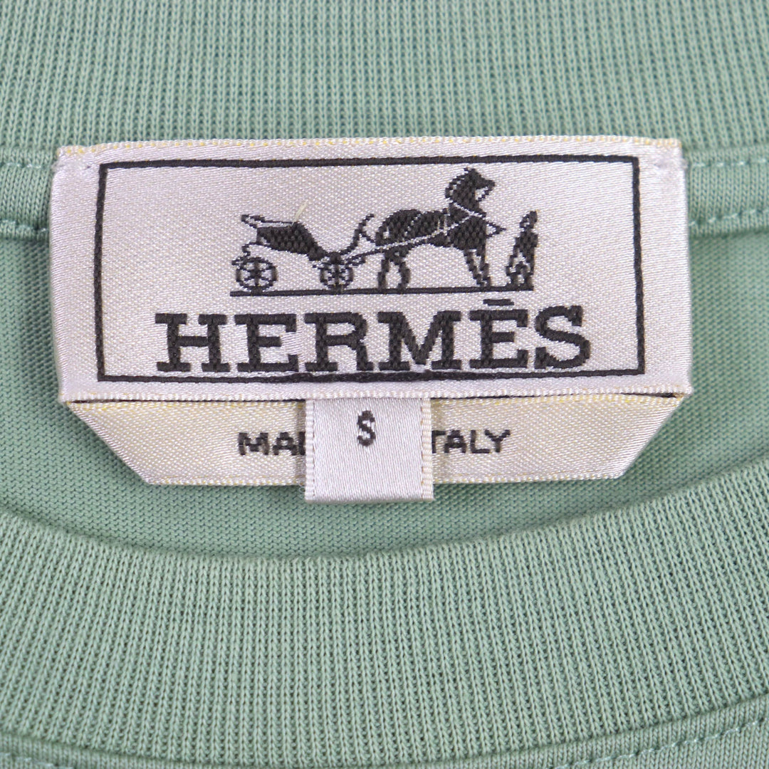 HERMES Short sleeve T-shirt H367970HA Main: 100% cotton green quarter bash mens S Used Authentic
