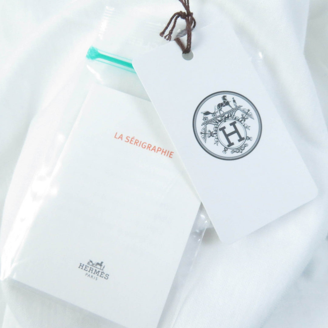 HERMES Short sleeve T-shirt 3H4611DL Main: 100% cotton white De Re Boucle Women 44 Used Authentic