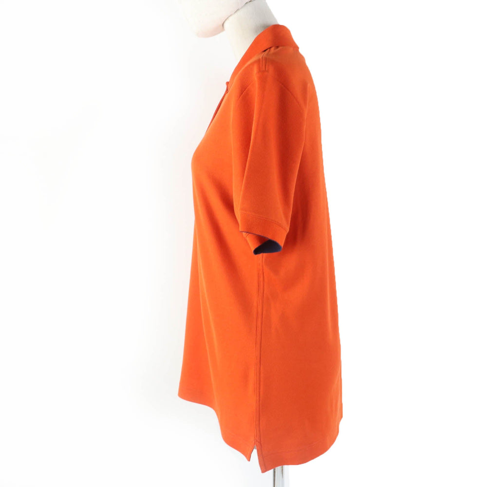 HERMES Short sleeve polo shirt H800270E Main: 58% cotton, Main: 42% polyester, Part: 100% cotton Orange Double Joux Women XL Used Authentic