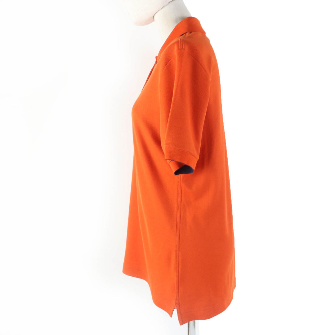 HERMES Short sleeve polo shirt H800270E Main: 58% cotton, Main: 42% polyester, Part: 100% cotton Orange Double Joux Women XL Used Authentic