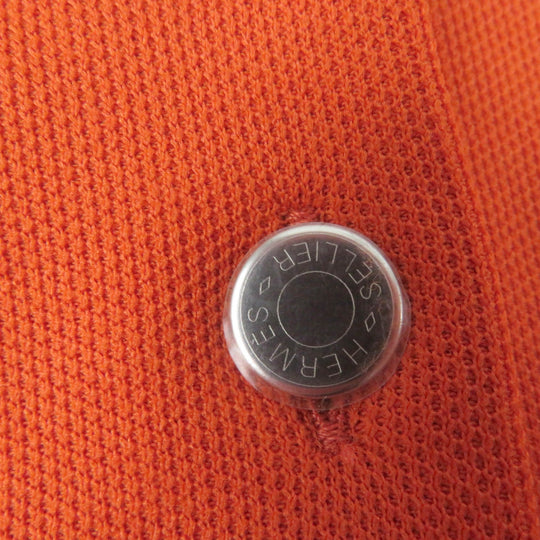 HERMES Short sleeve polo shirt H800270E Main: 58% cotton, Main: 42% polyester, Part: 100% cotton Orange Double Joux Women XL Used Authentic